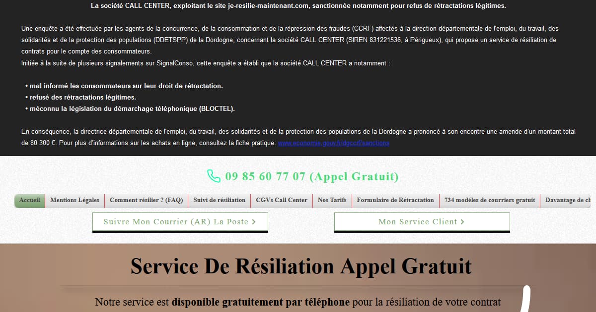Une bannière noire avec affichée avec un texte contenant la sanction de la DGCCRF.